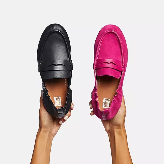 Mocassini Donna FitFlop ALLEGRO Pelle Penny Nere | 53508607