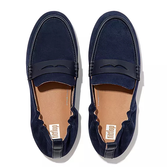 Mocassini Donna FitFlop ALLEGRO Pelle Scamosciata Penny Blu Marino | 11534173