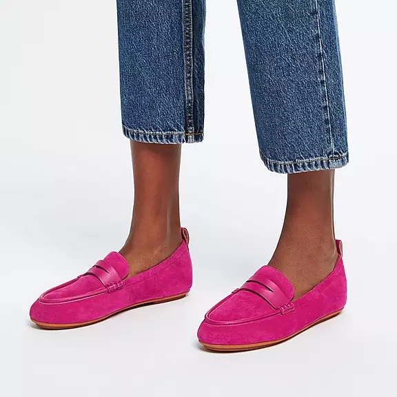 Mocassini Donna FitFlop ALLEGRO Pelle Scamosciata Penny Fucsia Rosa | 40817472