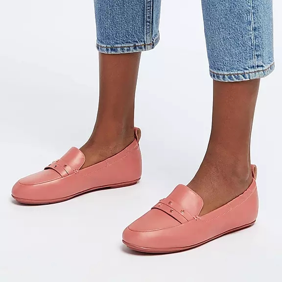 Mocassini Donna FitFlop ALLEGRO Studded Pelle Rosa | 28944815