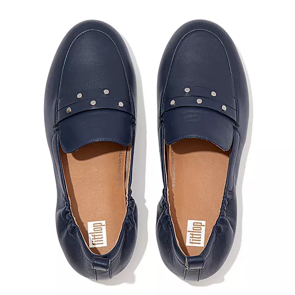 Mocassini Donna FitFlop ALLEGRO Studded Pelle Blu Marino | 34667433
