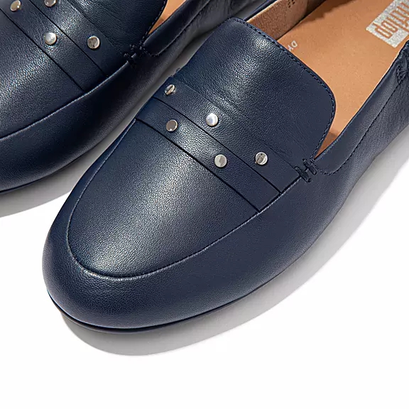 Mocassini Donna FitFlop ALLEGRO Studded Pelle Blu Marino | 34667433