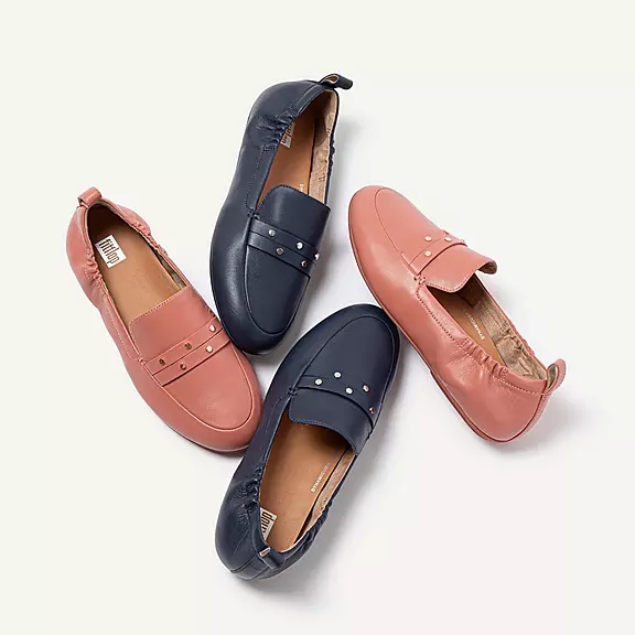 Mocassini Donna FitFlop ALLEGRO Studded Pelle Blu Marino | 34667433