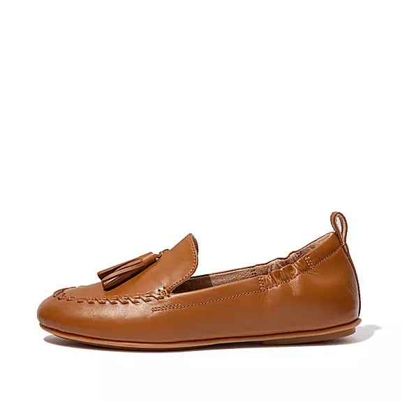 Mocassini Donna FitFlop ALLEGRO Tassel Pelle Marroni Chiaro | 54498513