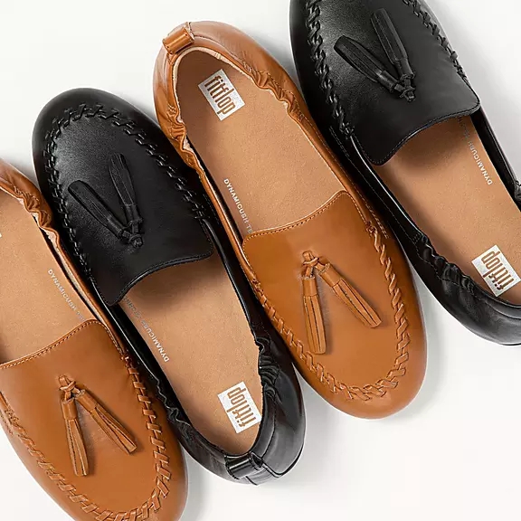 Mocassini Donna FitFlop ALLEGRO Tassel Pelle Nere | 57761665