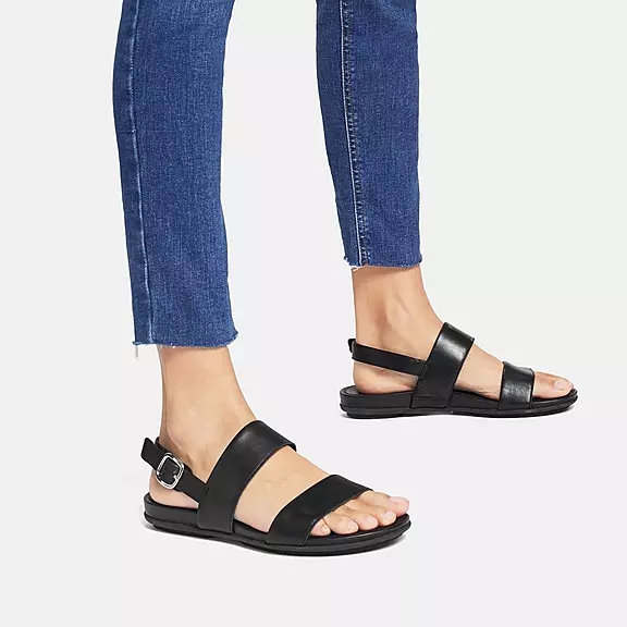 Sandali Con Cinturino Sul Retro Donna FitFlop GRACIE Pelle Nere | 11436366