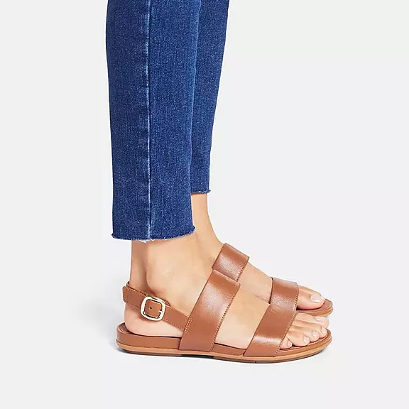 Sandali Con Cinturino Sul Retro Donna FitFlop GRACIE Pelle Marroni Chiaro | 32665426