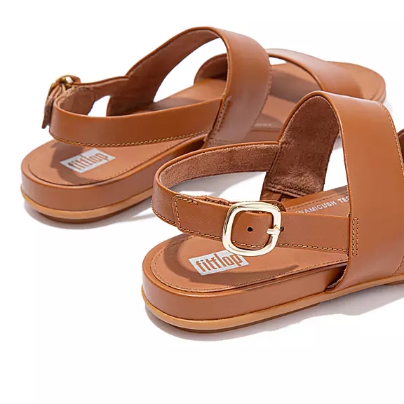 Sandali Con Cinturino Sul Retro Donna FitFlop GRACIE Pelle Marroni Chiaro | 32665426
