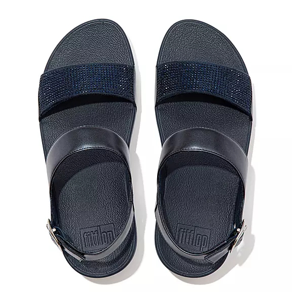 Sandali Con Cinturino Sul Retro Donna FitFlop LULU Crystal Blu Marino | 46586548