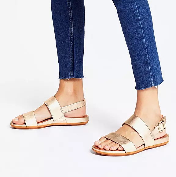 Sandali Con Cinturino Sul Retro Donna FitFlop GRACIE Pelle Oro | 62210103