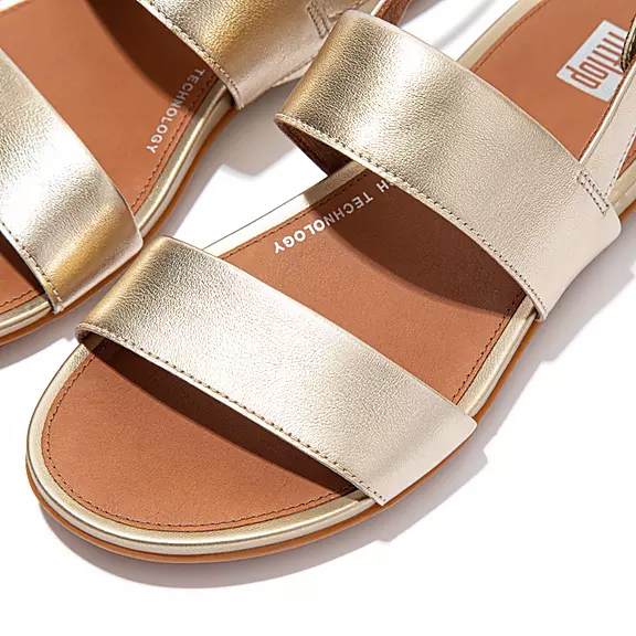 Sandali Con Cinturino Sul Retro Donna FitFlop GRACIE Pelle Oro | 62210103