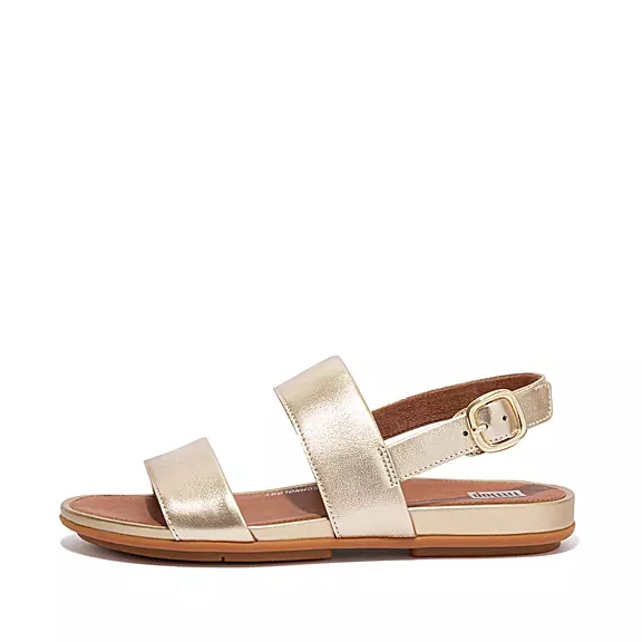 Sandali Con Cinturino Sul Retro Donna FitFlop GRACIE Pelle Oro | 62210103