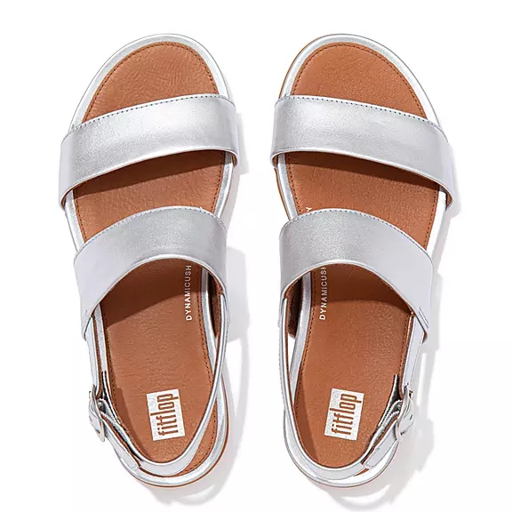 Sandali Con Cinturino Sul Retro Donna FitFlop GRACIE Metallic Pelle Argento | 96330258