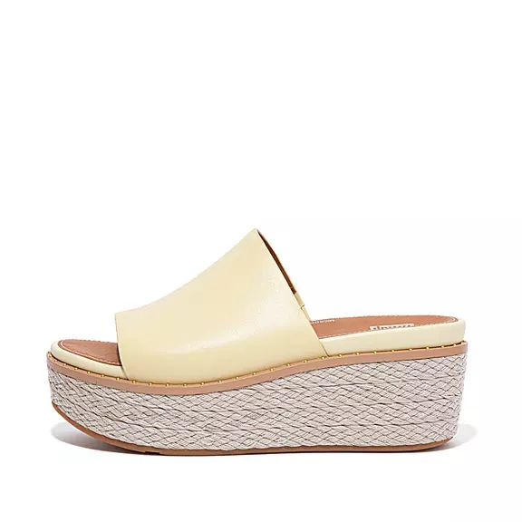 Sandali Con Plateau Donna FitFlop ELOISE Espadrillas Pelle Wedge Gialle | 53309493