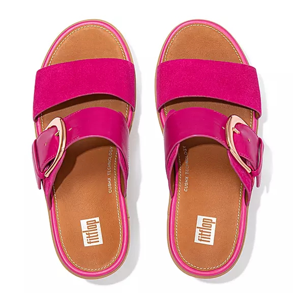 Sandali Con Plateau Donna FitFlop PILAR Pelle Scamosciata-Mix Fucsia Rosa | 91220552