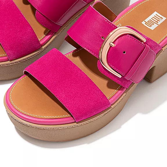 Sandali Con Plateau Donna FitFlop PILAR Pelle Scamosciata-Mix Fucsia Rosa | 91220552