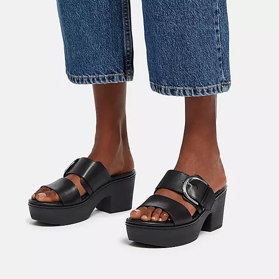 Sandali Con Plateau Donna FitFlop PILAR Pelle Nere | 93967972