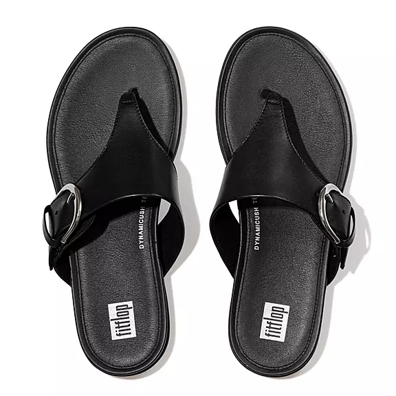 Sandali Con Puntale Donna FitFlop GRACIE Fibbia Pelle Nere | 22446811