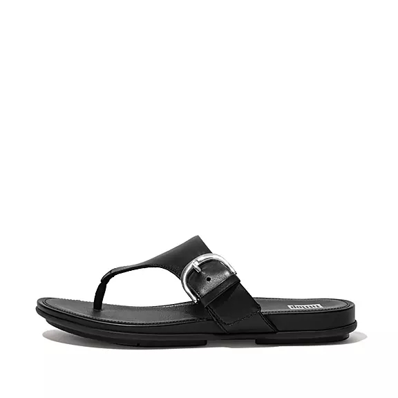 Sandali Con Puntale Donna FitFlop GRACIE Fibbia Pelle Nere | 22446811