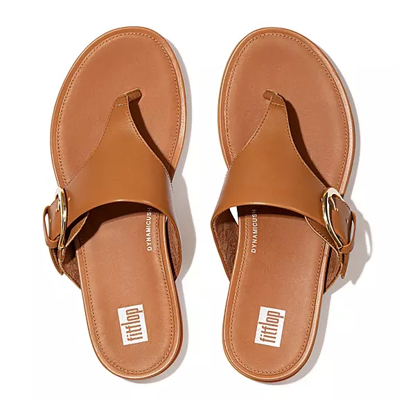 Sandali Con Puntale Donna FitFlop GRACIE Fibbia Pelle Marroni Chiaro | 57681340