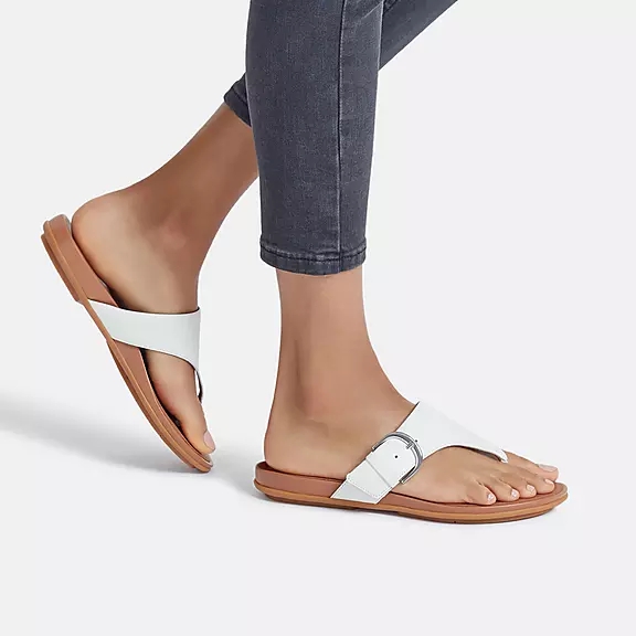 Sandali Con Puntale Donna FitFlop GRACIE Fibbia Pelle Bianche | 87858110