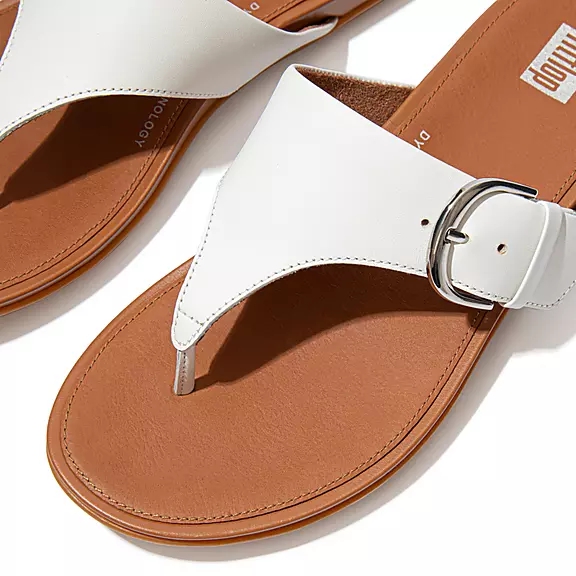 Sandali Con Puntale Donna FitFlop GRACIE Fibbia Pelle Bianche | 87858110