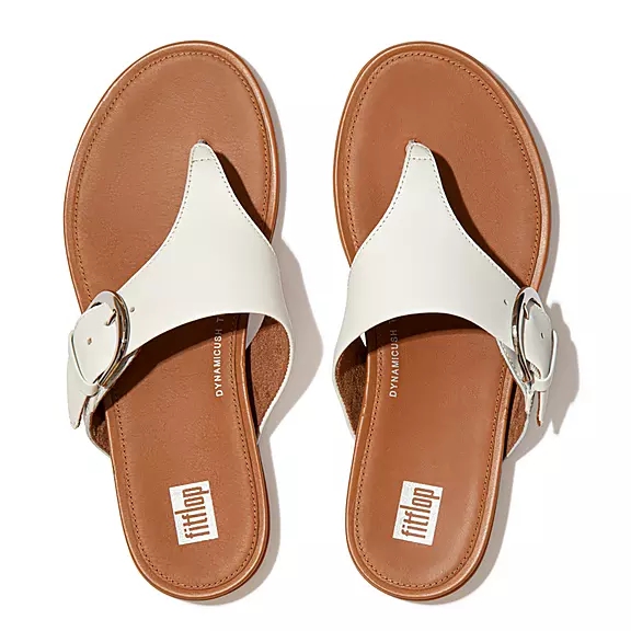 Sandali Con Puntale Donna FitFlop GRACIE Fibbia Pelle Bianche | 87858110