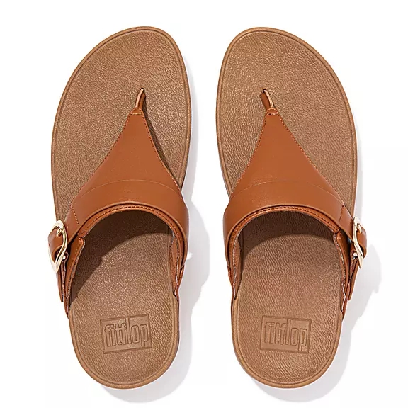 Sandali Con Puntale Donna FitFlop LULU Adjustable Pelle Marroni Chiaro | 18152032