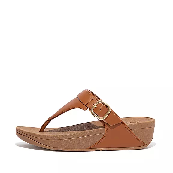 Sandali Con Puntale Donna FitFlop LULU Adjustable Pelle Marroni Chiaro | 18152032
