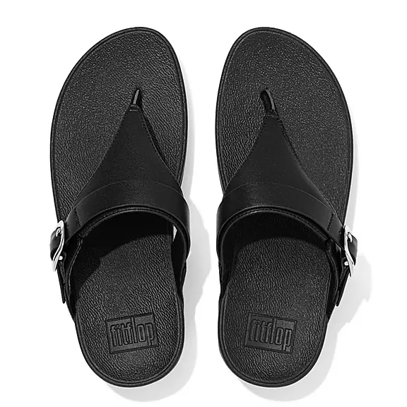 Sandali Con Puntale Donna FitFlop LULU Adjustable Pelle Nere | 34053388