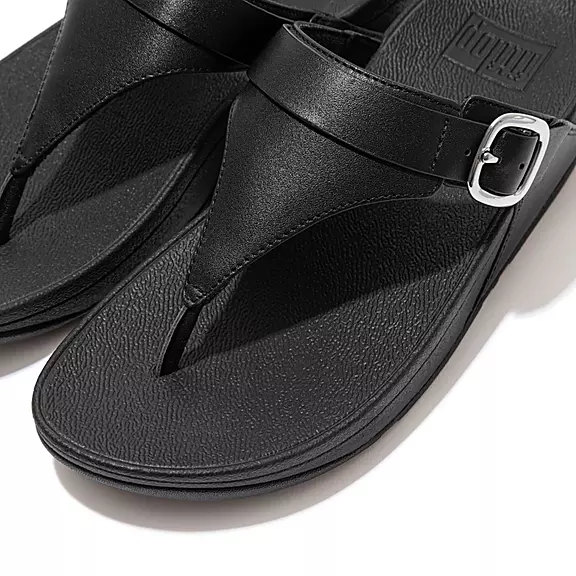 Sandali Con Puntale Donna FitFlop LULU Adjustable Pelle Nere | 34053388