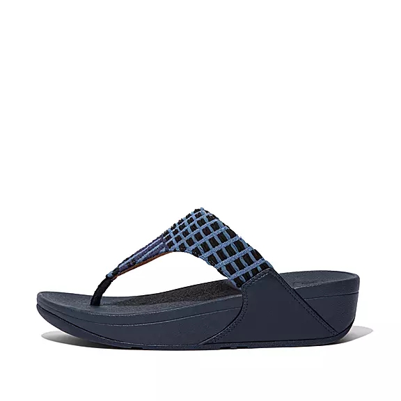Sandali Con Puntale Donna FitFlop LULU Art-Denim Blu Marino | 38728494
