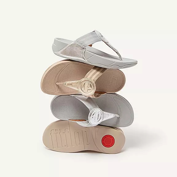 Sandali Con Puntale Donna FitFlop WALKSTAR Webbing Argento | 13041378