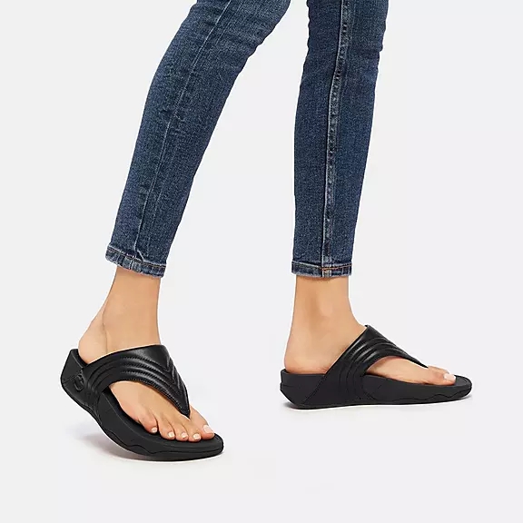 Sandali Con Puntale Donna FitFlop WALKSTAR Pelle Nere | 22528824