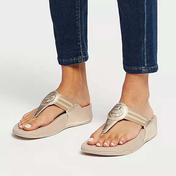 Sandali Con Puntale Donna FitFlop WALKSTAR Webbing Oro | 30105071
