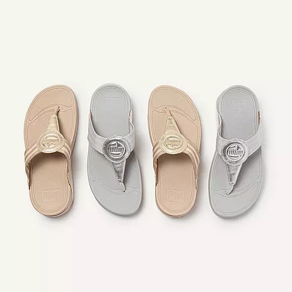 Sandali Con Puntale Donna FitFlop WALKSTAR Webbing Oro | 30105071