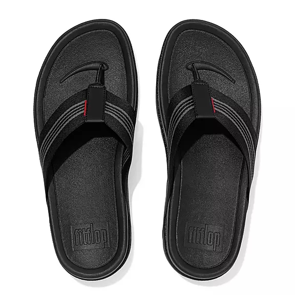 Sandali Con Puntale Uomo FitFlop SURFER Stripe Webbing Nere | 79123165