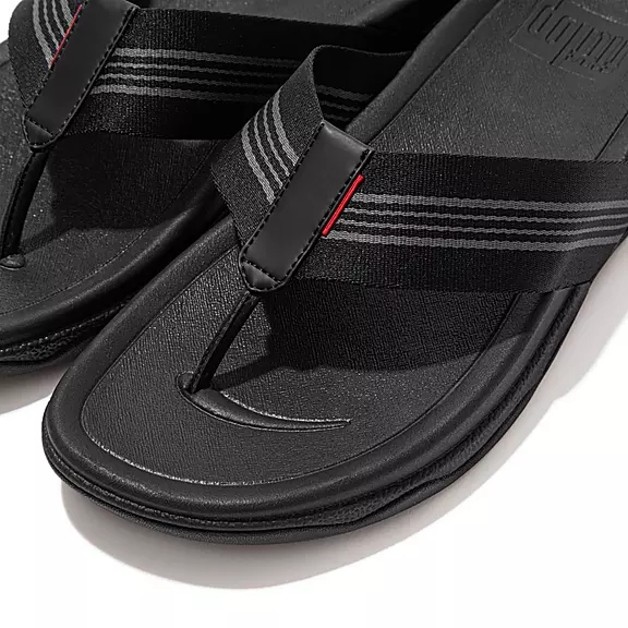 Sandali Con Puntale Uomo FitFlop SURFER Stripe Webbing Nere | 79123165