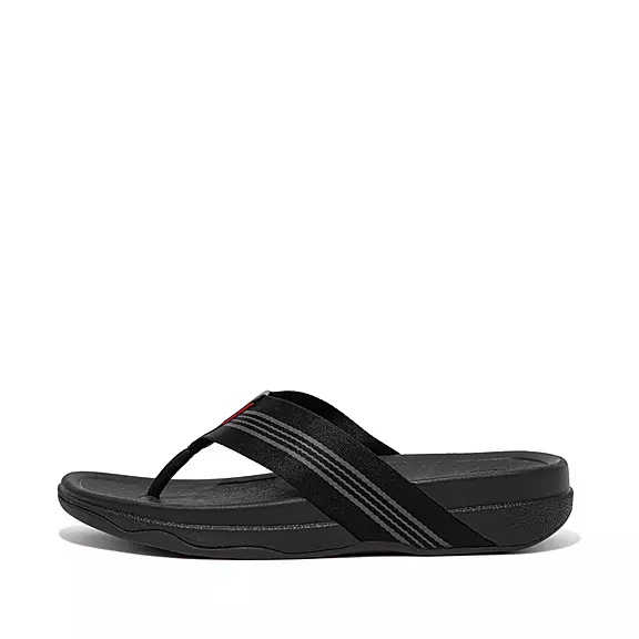 Sandali Con Puntale Uomo FitFlop SURFER Stripe Webbing Nere | 79123165
