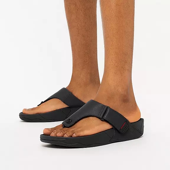 Sandali Con Puntale Uomo FitFlop TRAKK II Pelle Nere | 50051753