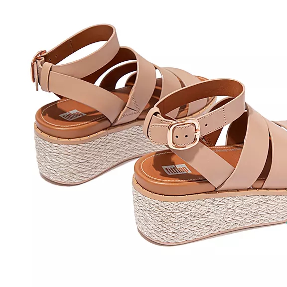 Sandali Con Zeppa Donna FitFlop ELOISE Espadrillas Pelle Beige | 30585071