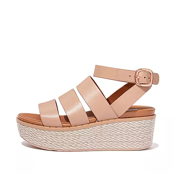 Sandali Con Zeppa Donna FitFlop ELOISE Espadrillas Pelle Beige | 30585071