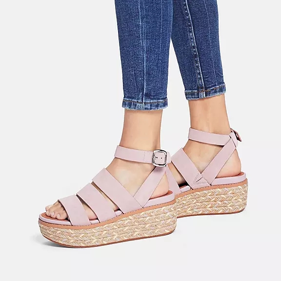 Sandali Con Zeppa Donna FitFlop ELOISE Espadrillas Pelle Scamosciata Rosa | 37492260