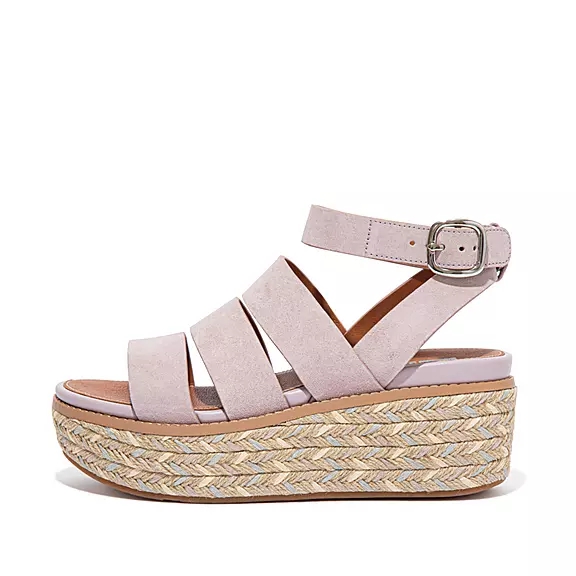 Sandali Con Zeppa Donna FitFlop ELOISE Espadrillas Pelle Scamosciata Rosa | 37492260