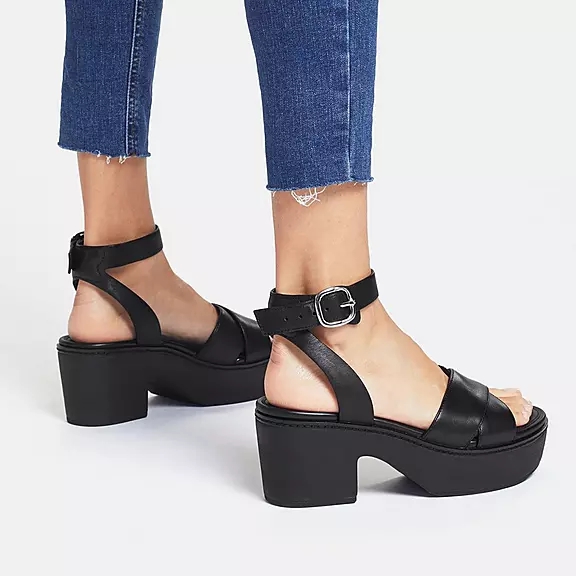 Sandali Con Zeppa Donna FitFlop PILAR Pelle Nere | 90828276