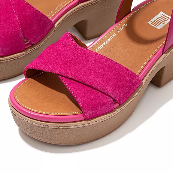 Sandali Con Zeppa Donna FitFlop PILAR Pelle Scamosciata-Mix Fucsia Rosa | 93337759