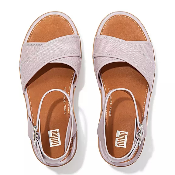Sandali Con Zeppa Donna FitFlop PILAR Tela Ankle-Cinturino Viola Chiaro | 40403887