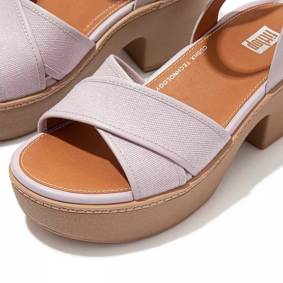 Sandali Con Zeppa Donna FitFlop PILAR Tela Ankle-Cinturino Viola Chiaro | 40403887