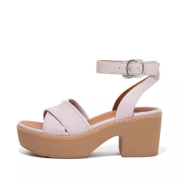 Sandali Con Zeppa Donna FitFlop PILAR Tela Ankle-Cinturino Viola Chiaro | 40403887