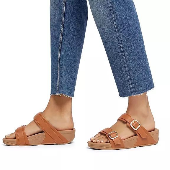 Sandali Donna FitFlop LULU Adjustable Pelle Marroni Chiaro | 10513266